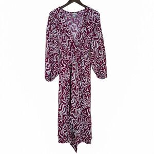 Ava & Viv Faux Wrap Balloon Sleeve Belted Midi Dress Size 3X